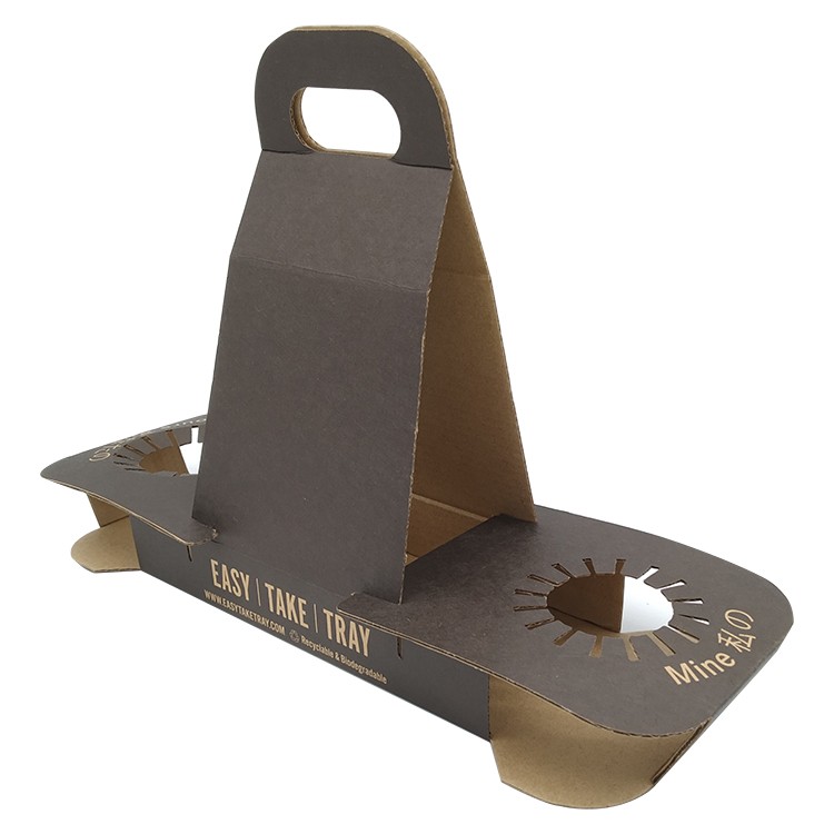 Eco Friendly Coffee Carrier Cup Kraft Paper Holder
