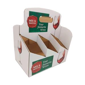 Suport din carton ondulat pentru 6 pachete sticle de vin cu imprimare LOGO