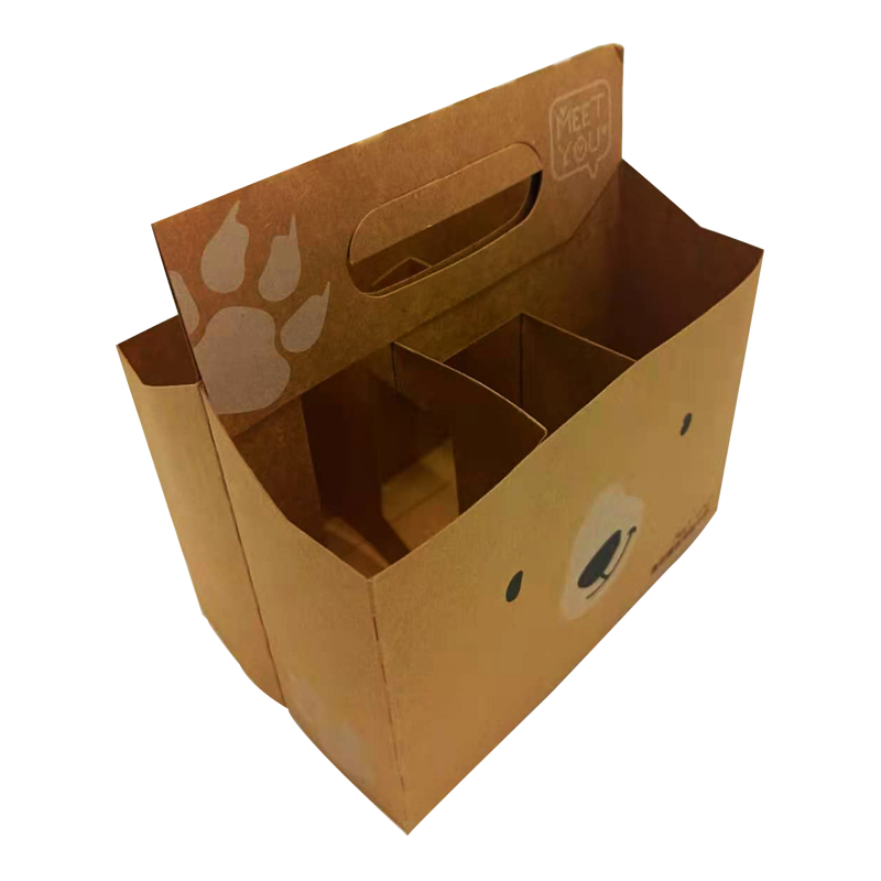 Kraft paper bottle carrier tote with printing