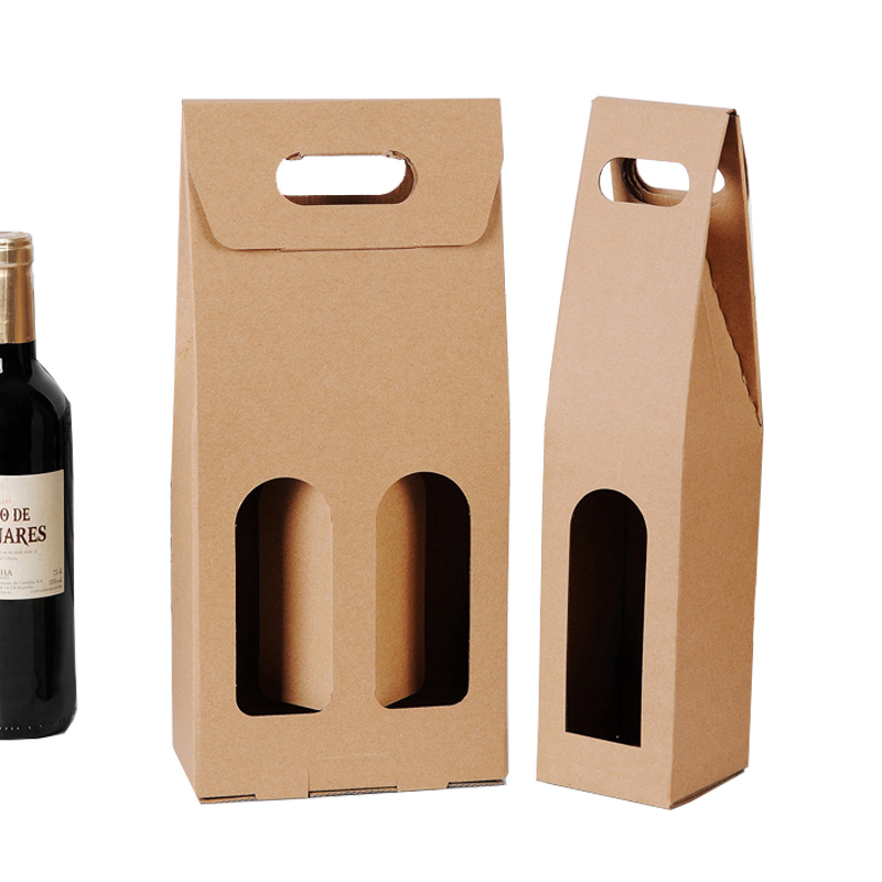 Cardboard Wine Box with handle and window