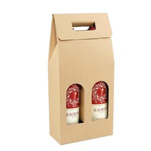 हैंडल के साथ 2 पैक वाइन पैकेजिंग बॉक्स