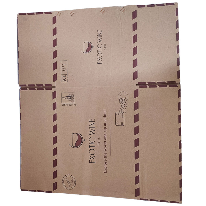 Karft paper Shipping Carton Boxes for Wine Bottles with divider inside and logo printing
