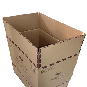 Karft paper Shipping Carton Boxes for Wine Bottles with divider inside and logo printing
