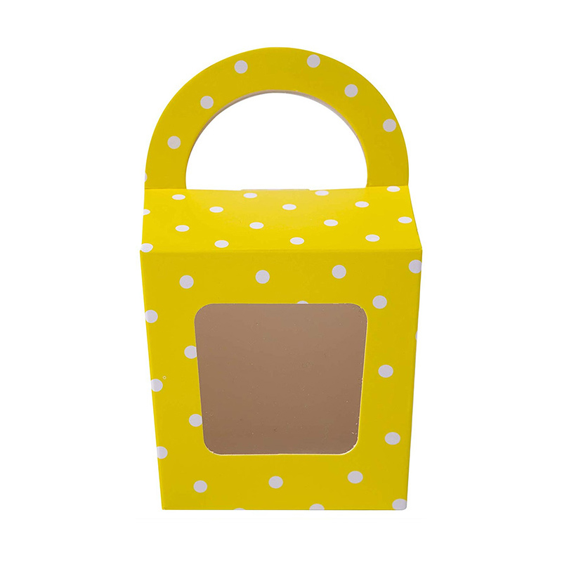 Yellow color printing cup cake box with big window