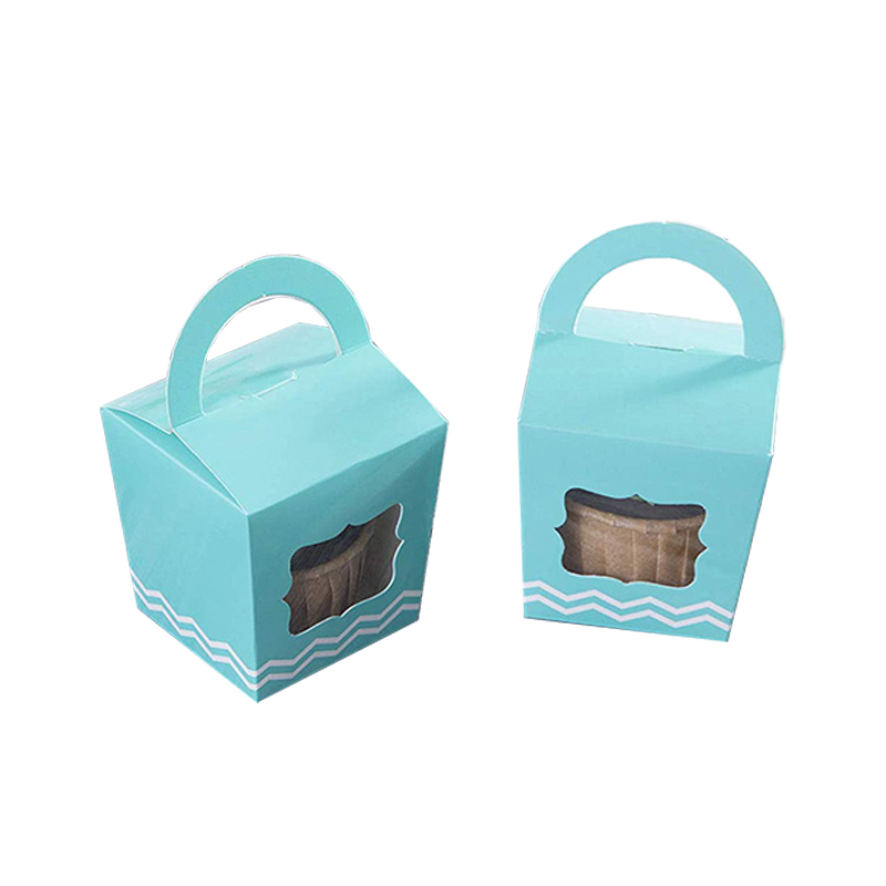 Children cup cake packaging box with handle and window