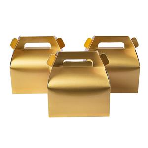 กล่องกระดาษทรงจั่วสีทองสำหรับใส่คัพเค้กและขนม