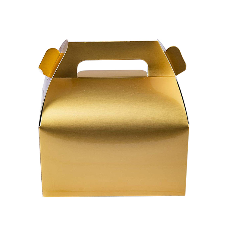 Gold color Gable paper box for cup cake and candy