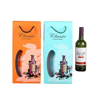 Wine packaging cardboard box with rope handle