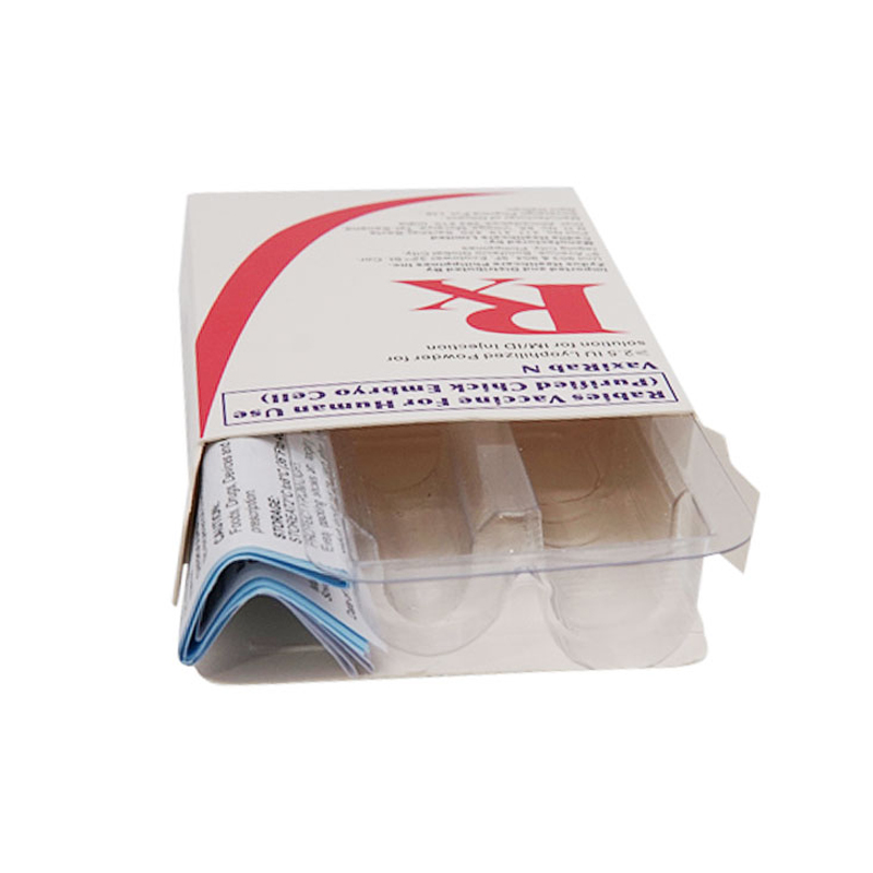 Pill packaging box with blister and spcification