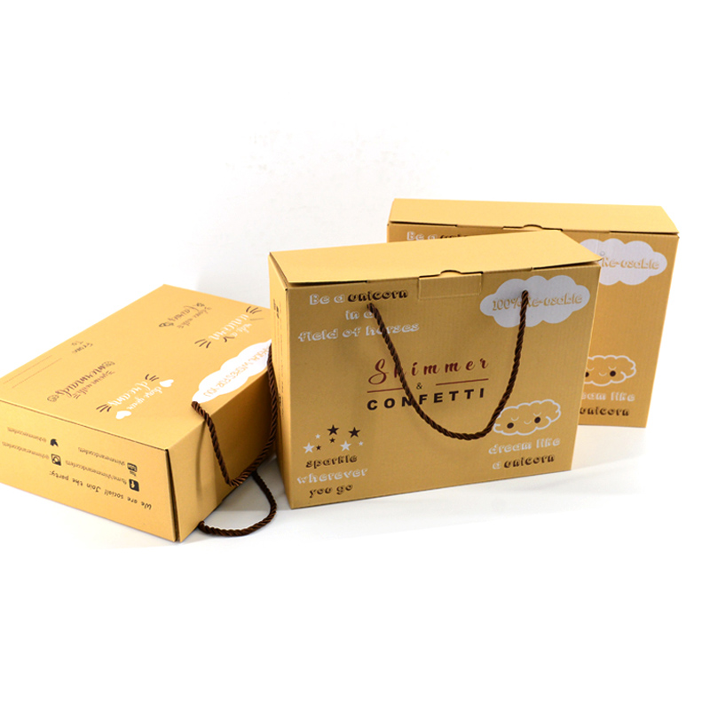 Corrugated box gift packaging with handle