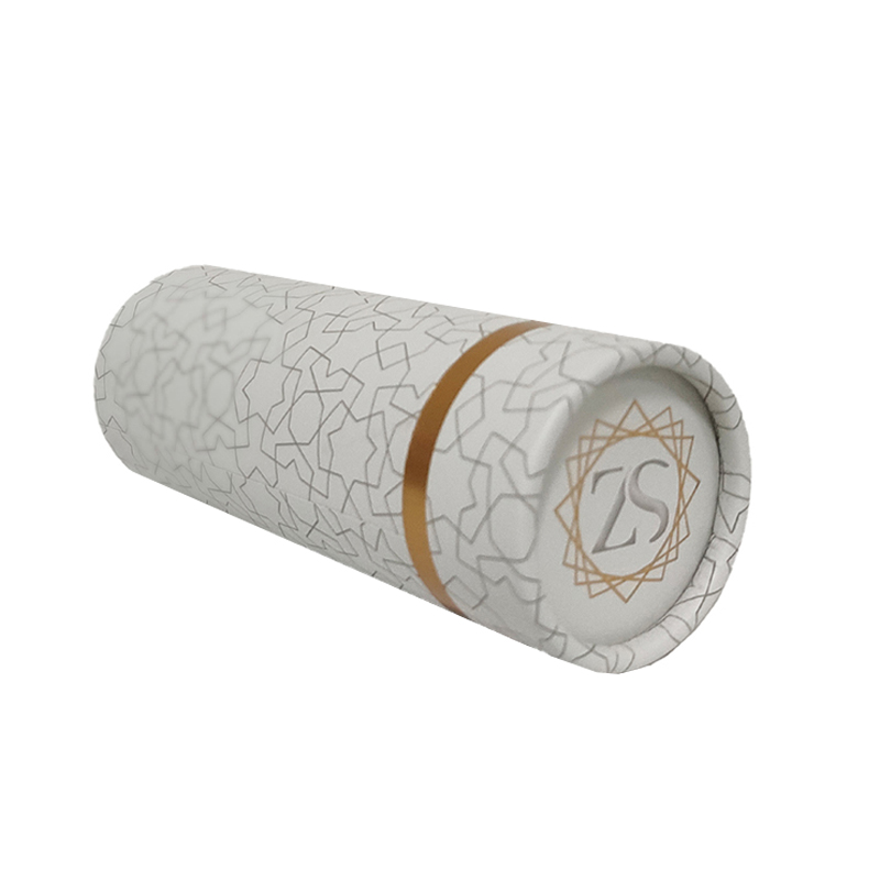 White color paper tube cylinder with gold foil stamping