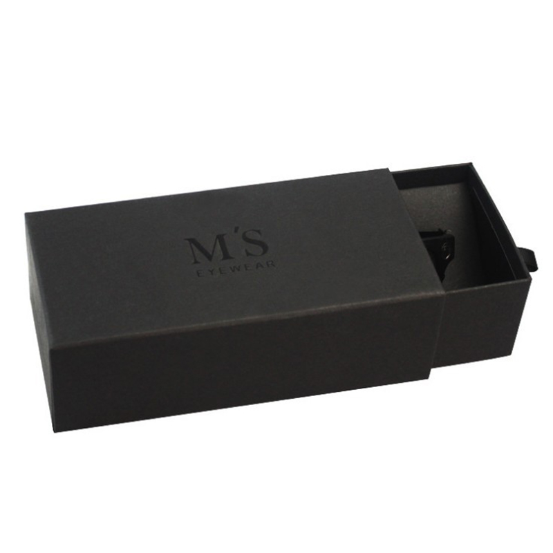 उपहार पैकेजिंग बॉक्स धूप के चश्मे की पैकेजिंग के लिए काले रंग का दराज उपहार बॉक्स