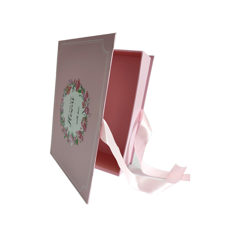 Pink color luxury made box with ribbon packaging box custom logo gift box