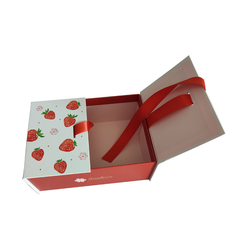 New design top opening packaging gift box with ribbon to close box