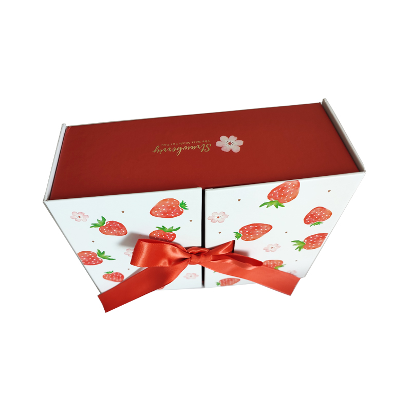 New design top opening packaging gift box with ribbon to close box