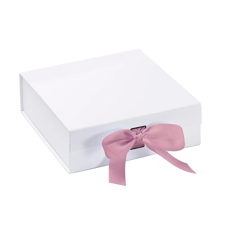 Magnetic packaging gift box Gold color gift box with ribbon