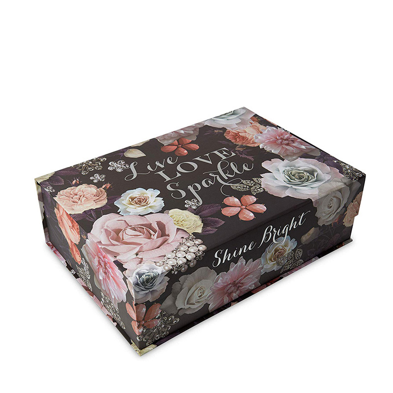 Flower printing gold foil stamping luxury rigid gift box
