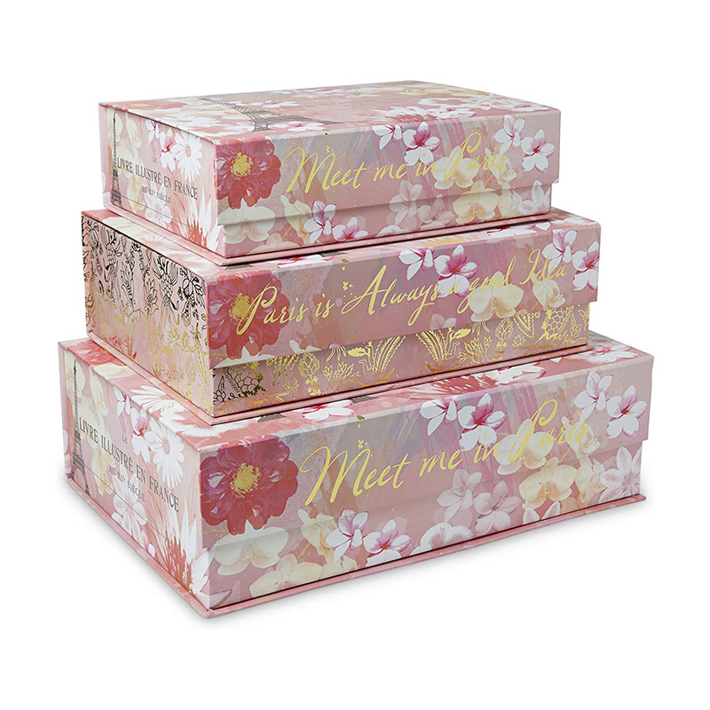 Flower printing gold foil stamping luxury rigid gift box