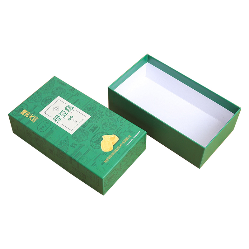 Green color printing packaging box two pieces rigid cardboard box