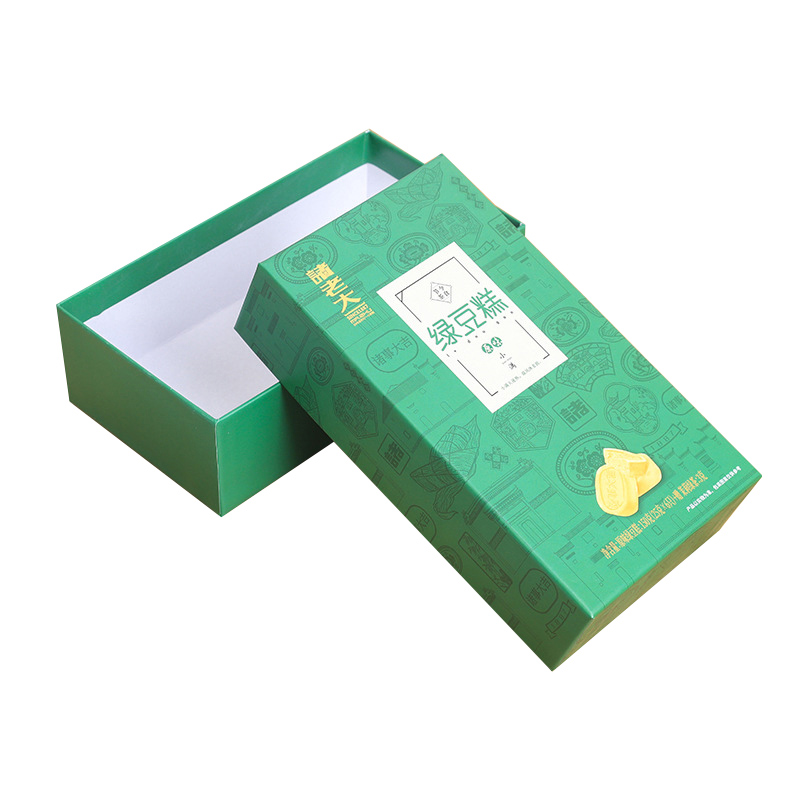 हरा रंग मुद्रण पैकेजिंग बॉक्स दो टुकड़े कठोर कार्डबोर्ड बॉक्स