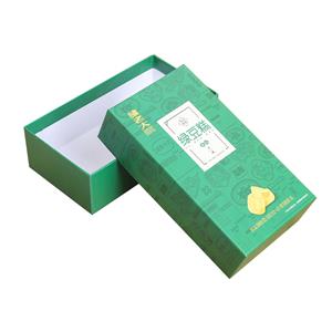 Zöld színű nyomtatási csomagolódoboz, két darab merev kartondoboz
