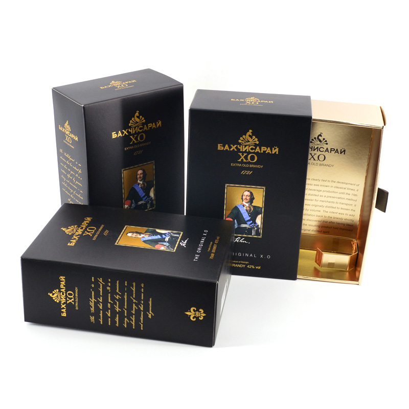 Silding gift box for wine packaging with logo foil stamping packaging wine box