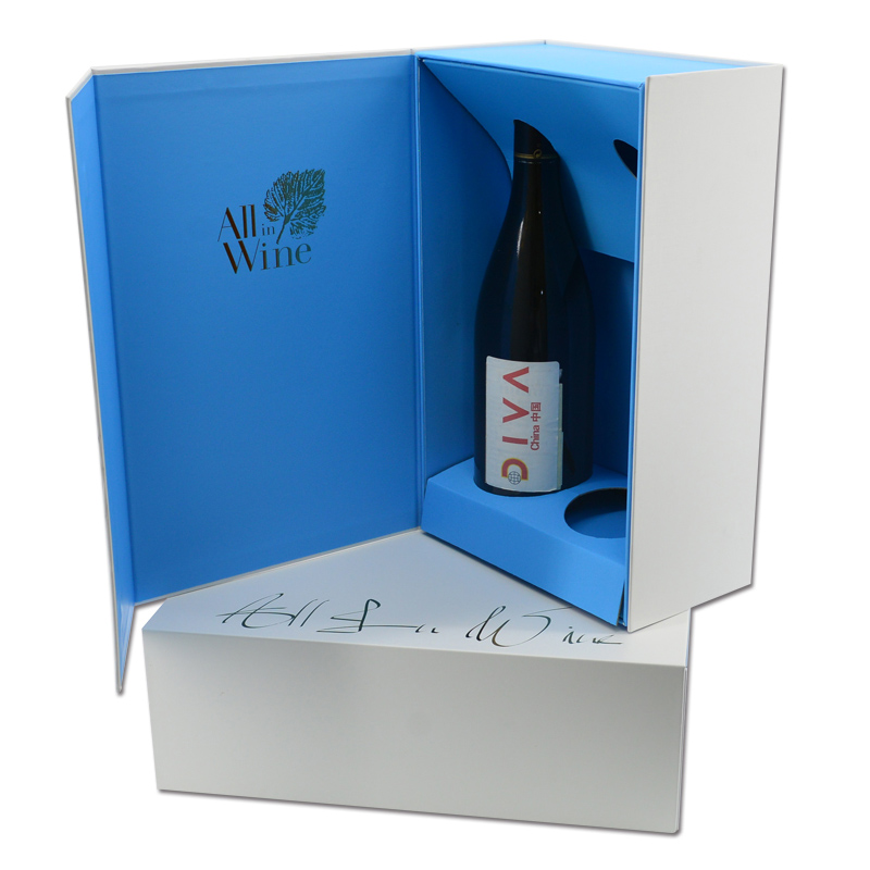 Magnetic gift box for wine bottle packaging with insert