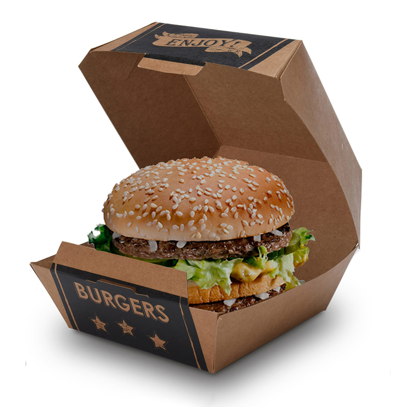 प्रिंटिंग के साथ बर्गर पेपर बॉक्स पैकेजिंग खाद्य बॉक्स