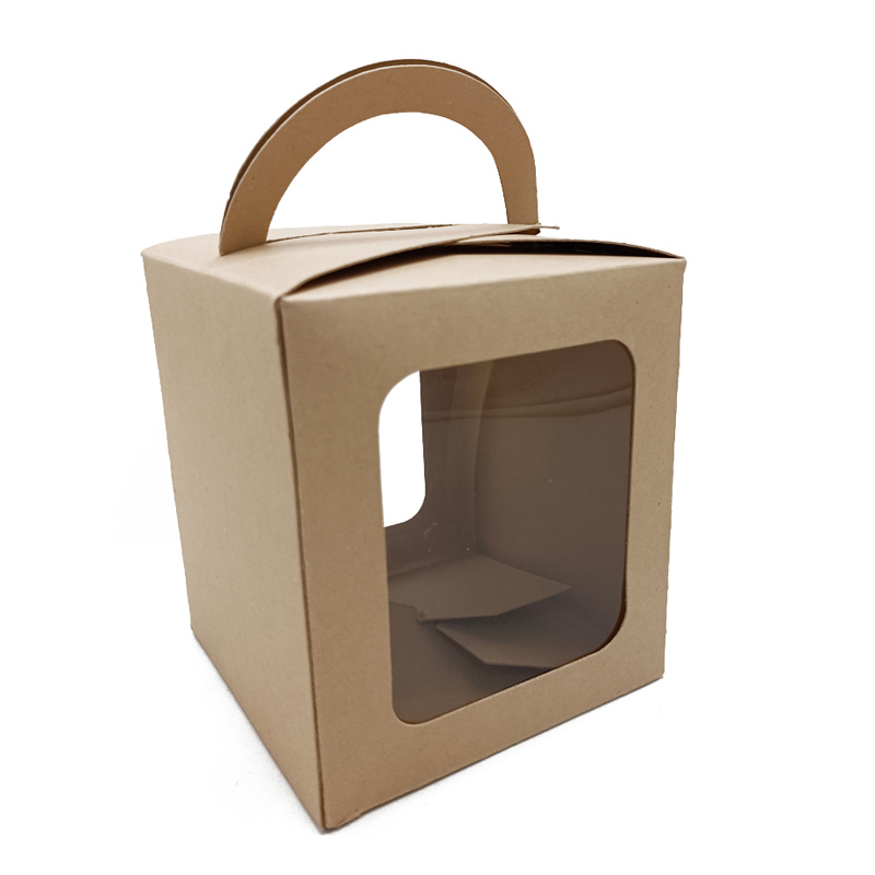 Kraft paper gable box with handle and window