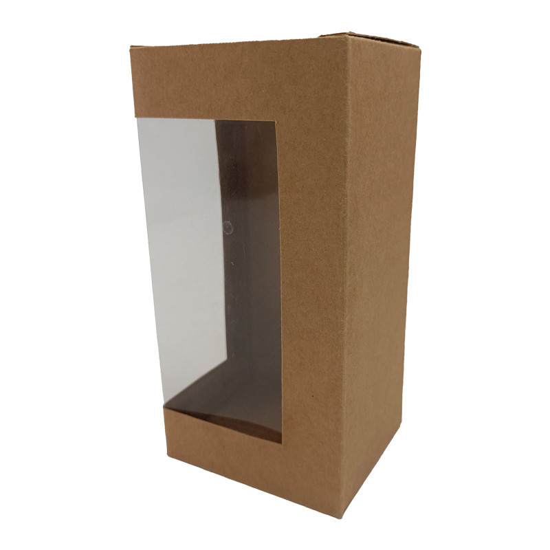 Cutie de hârtie kraft cu deschidere pe două părți cu fereastră mare
