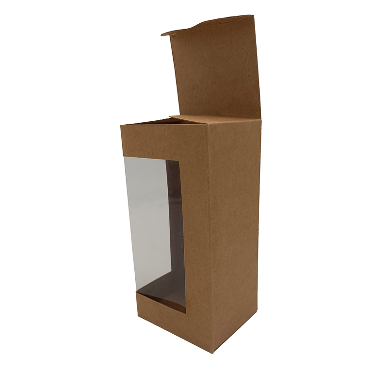 Two sides opening kraft paper box with big window