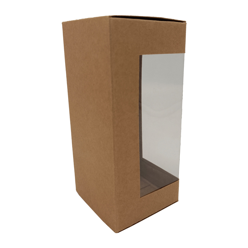 Two sides opening kraft paper box with big window