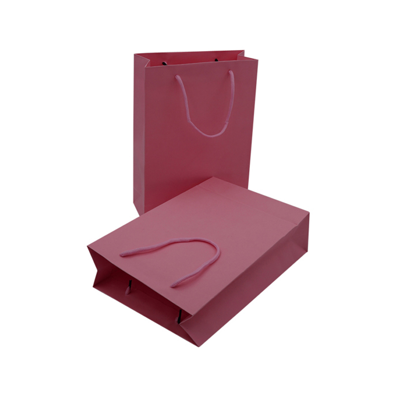 Pink color printing gift paper bag