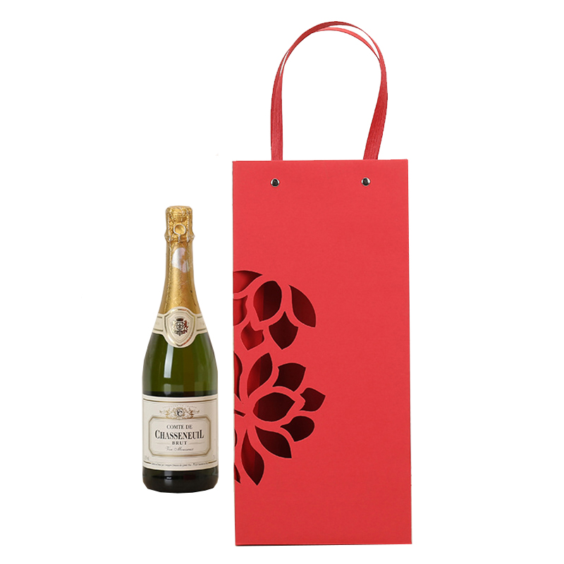 Ny designpåse för vinförpackning Vinpapperspåse i röd färg