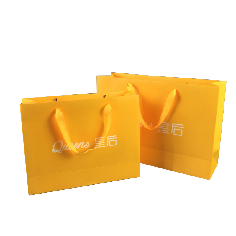 Жълт цвят Хартиена пазарска чанта за подарък и платнена козметична хартиена торба