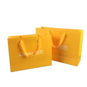 Culoarea galbenă Geantă de cumpărături din hârtie pentru cadou și pungă de hârtie cosmetică din cârpă
