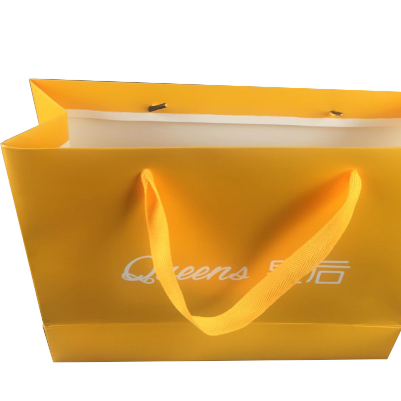 Yellow color Paper shopping bag for gift and cloths cosmetic paper bag