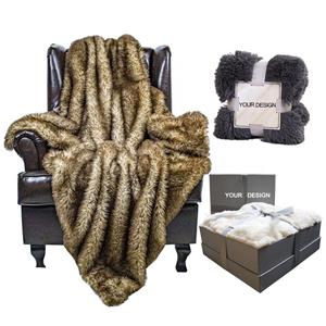 Luxury reversibile super morbido caldo grande divano lavabile antirughe o coperta da letto in pelliccia sintetica