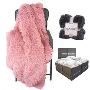 Amazon Hot Sale Cozy Elegant Fluffy Long Hair Faux Fur Throw Blankets for Bedding