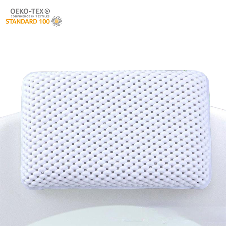 Eco-friendly Anti-slip Resistant Waterproof Soft Touch Neck And Back Support PVC Foam Bath Pillow With Suction Cup For Tub