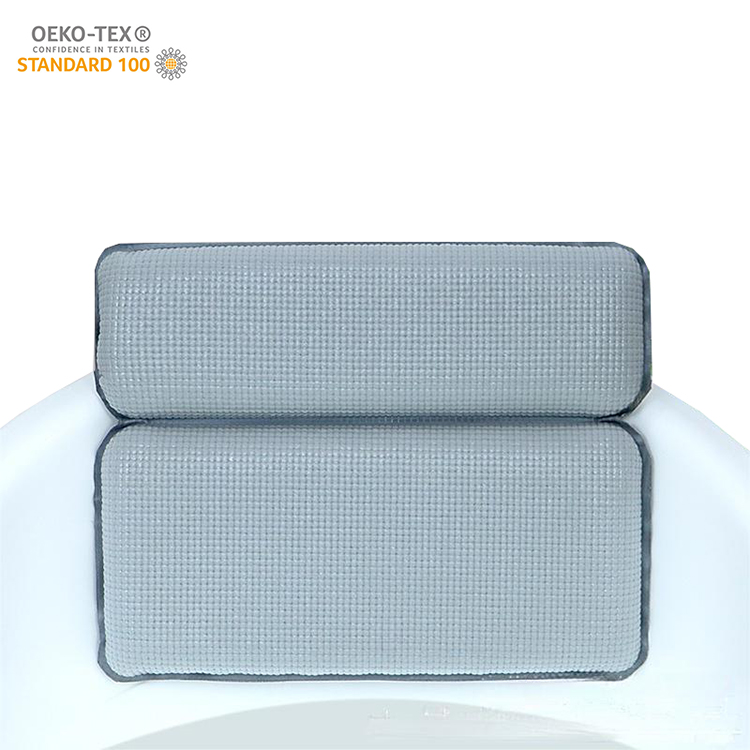 Non-slip Resistant Waterproof Soft Touch Neck And Back Support PVC Foam Bath Pillow With Suction Cup For Tub