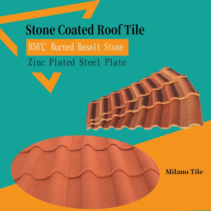 Ang Red Milano Stone Coated Steel Roof tile