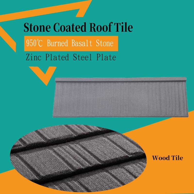 Grey Wood Tile Stone Coated Roofing