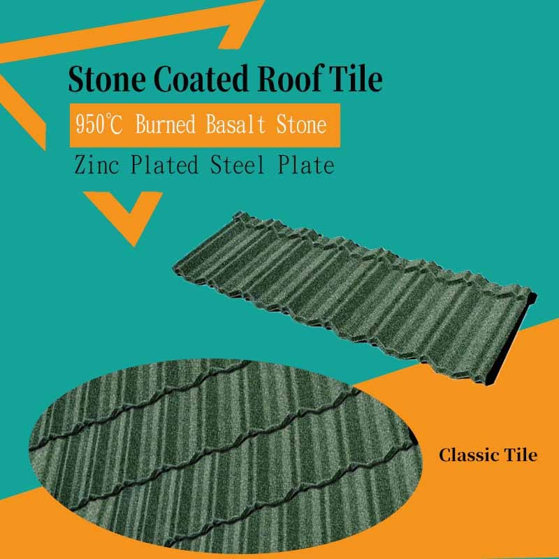 Green Classic Tile Decra Stone Atap Baja Dilapisi