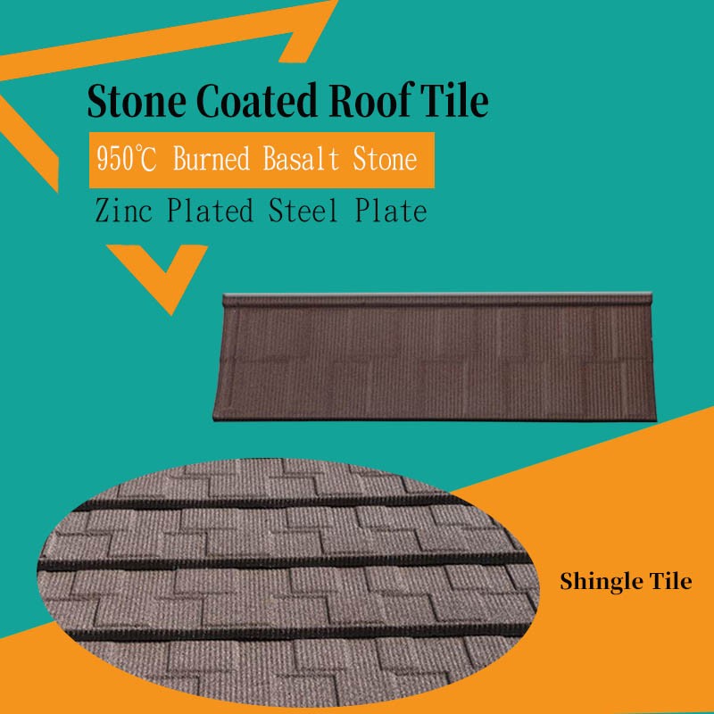 Brown Shingle Tile Stone Coated Metal Roof Tile