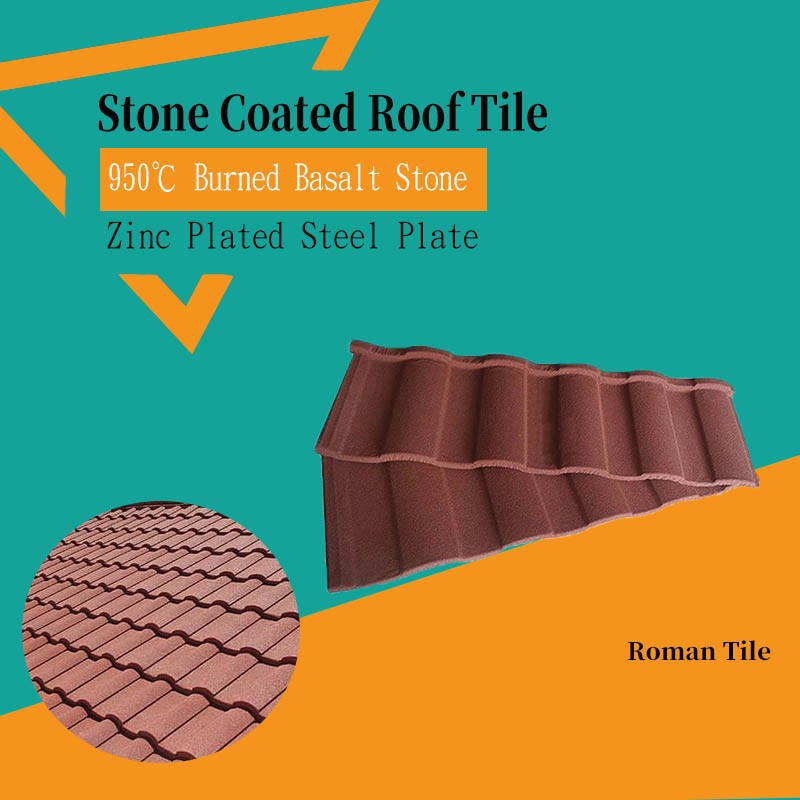 Terra Cotta Roman Style Stone Coated Step Tiles Roofing Sheet