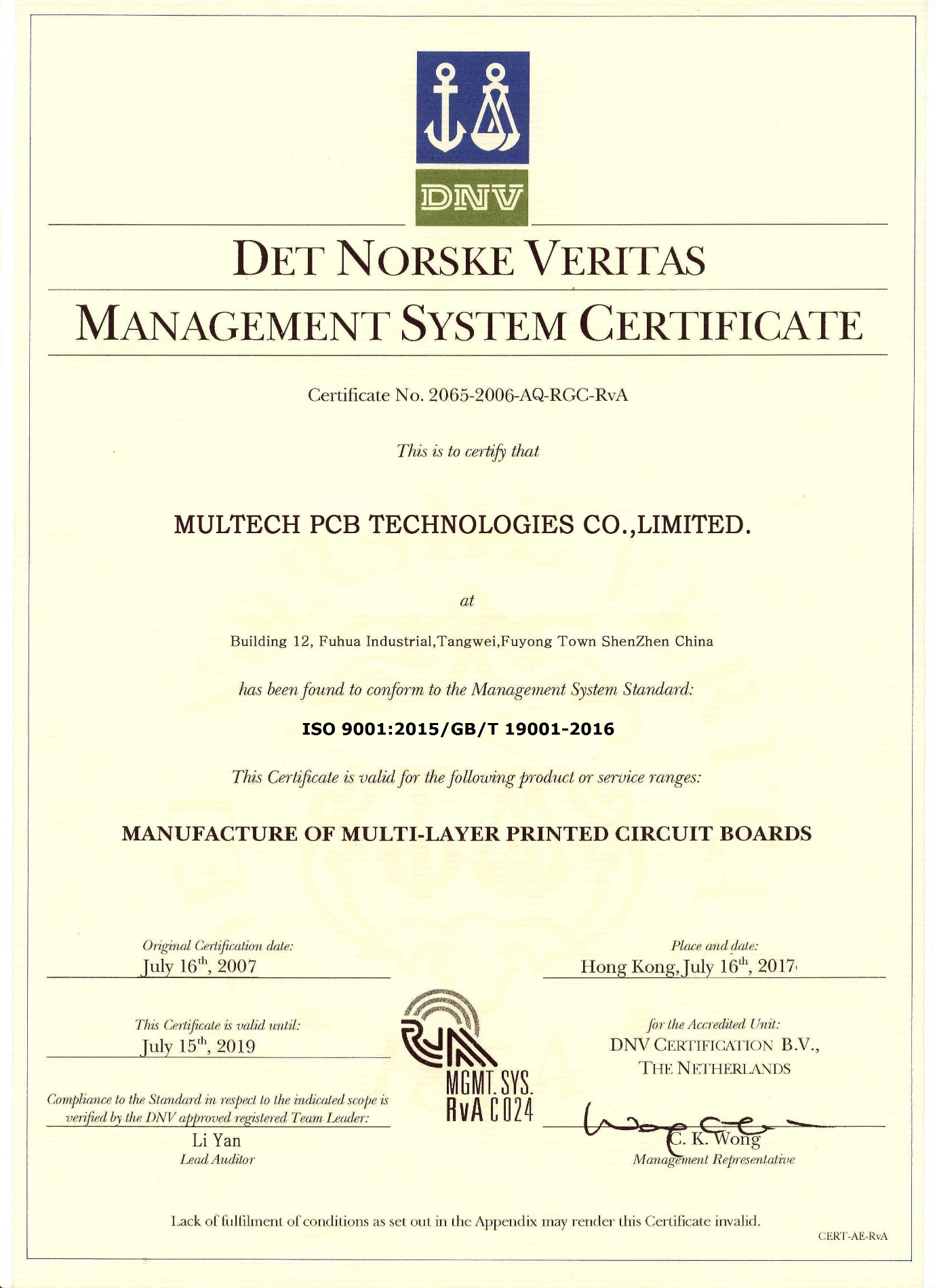 Multech ISO 9001