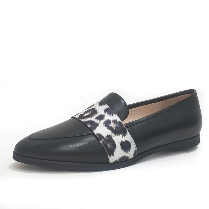 Black Suede Slip On Shoes Flat Heel Women's Loafers Black Leather