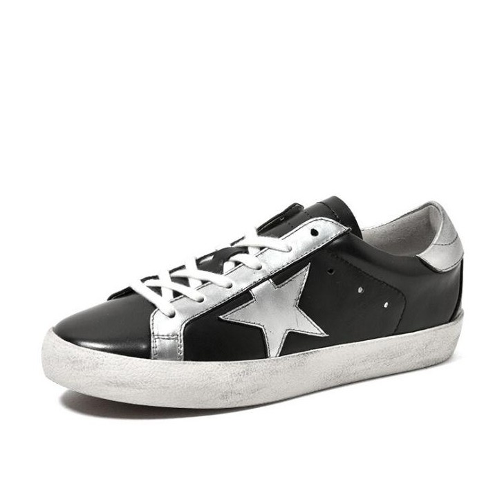 Supply White Leather Tennis Shoes Lace-up Black And White Sneakers ...