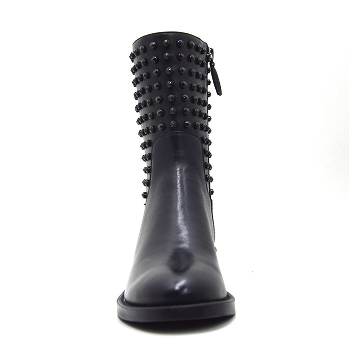 Women's Youth Leather Moto Boots Round Toe Rivet Booties Manufacturers, Women's Youth Leather Moto Boots Round Toe Rivet Booties Factory, Supply Women's Youth Leather Moto Boots Round Toe Rivet Booties
